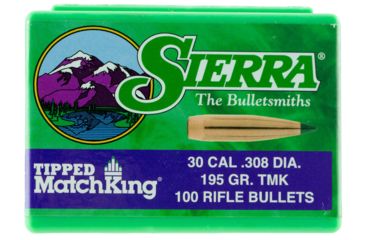 Image of Sierra Bullets Tipped MatchKing .30 Caliber/7.62mm 195grain Rifle Bullets, 100 Bullets/Box, 7795