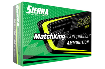 Image of Sierra Bullets MatchKing .308 Winchester 168 Grain Hollow Point Boat Tail Brass Cased Centerfire Rifle Ammo, 20 Rounds, A2200-01