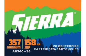 Image of Sierra Bullets Outdoor Master .357 Magnum 158 Grain Jacketed Hollow Point Brass Cased Pistol Ammo, 20 Rounds, A8360-36