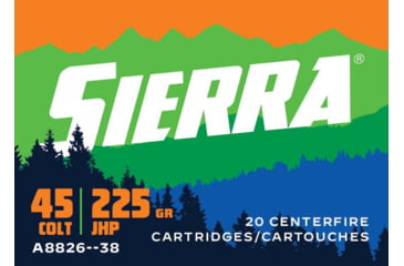 Image of Sierra Bullets Outdoor Master .45 Colt 225 Grain Jacketed Hollow Point Brass Cased Pistol Ammo, 20 Rounds, A8826-38