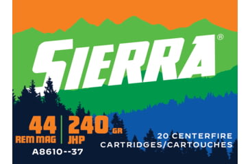 Image of Sierra Bullets Sports Master 44 Remington Magnum 240 Grain Jacketed Hollow Point Flat Brass Rifle Ammo, 20 Rounds, A8610--37