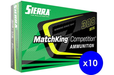 Image of Sierra Bullets MatchKing .308 Winchester 175 Grain Hollow Point Boat Tail Brass Cased Rifle Ammo, 200 Rounds