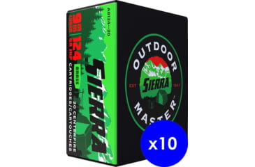 Image of Sierra Bullets Outdoor Master 9mm Luger 124 Grain Jacketed Hollow Point Brass Cased Centerfire Pistol Ammo, 200 Rounds, A8124-20