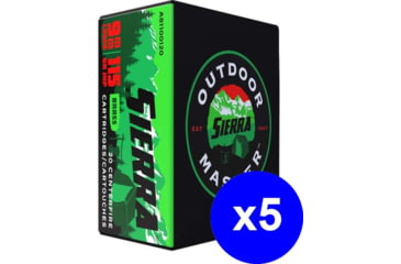 Image of Sierra Bullets Outdoor Master 9mm Luger 124 Grain Jacketed Hollow Point Brass Cased Centerfire Pistol Ammo, 100 Rounds