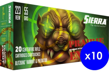 Image of Sierra Bullets Prairie Enemy, .223 Remington, 55 grain, Sierra Bullets BlitzKing, Centerfire Rifle Ammo, 200 Rounds, A1455-09