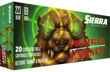 Image of Sierra Bullets Prairie Enemy Rifle Ammo, .223 Remington, Sierra Bullets BlitzKing, 69 Grain, 20 Rounds, A7170--09