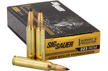 Image of SIG SAUER .223 Remington 40 Grain Nosler Varmageddon Brass Cased Rifle Ammo, 20 Rounds, C223VP40-20