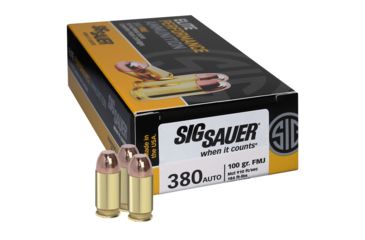 Image of SIG SAUER Elite Performance .380 ACP 100 Grain Full Metal Jacket Brass Cased Centerfire Pistol Ammo, 50 Rounds, E380B1-50