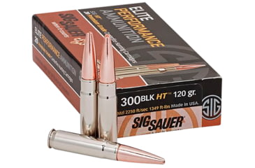 Image of SIG SAUER Elite Copper Hunting .300 Blackout 120 Grain Open Tip Match Nickel Plated Brass Centerfire Rifle Ammo, 20 Rounds, E300H1BC20