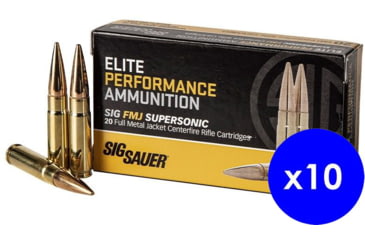 Image of SIG SAUER Elite Ball .300 AAC Blackout 125 grain Full Metal Jacket Brass Cased Centerfire Rifle Ammo, 200 Rounds