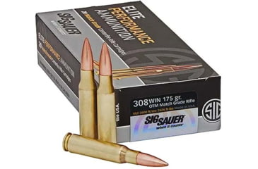 Image of SIG SAUER Elite Match Grade .308 Winchester 175 grain Open Tip Match Brass Cased Centerfire Rifle Ammo, 20 Rounds, E308M2-20
