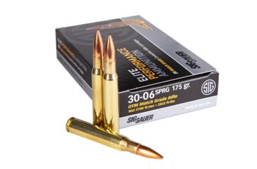 Image of SIG SAUER Elite Match Grade Rifle Ammo, .30-06 Springfield, 175 grain, Open Tip Match, 20 Rounds/ Box, Brass, E3006M2-20