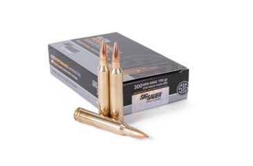 Image of SIG SAUER Elite Match Grade Rifle Ammo, .300 Winchester Magnum, 190 grain, Open Tip Match, 20 Rounds/ Box, Brass, E3WMM1-20