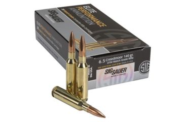 Image of SIG SAUER Elite Match Grade Rifle Ammo, 6.5mm Creedmoor, 140 grain, Open Tip Match, 20 Rounds/ Box, Brass, E65CM1-20