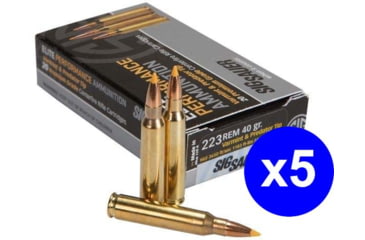 Image of SIG SAUER SIG Hunting Rifle Ammo .223 Remington 40 grain Full Metal Jacket Brass Cased Centerfire Rifle Ammo, 100 Rounds, E223V1-20-KIT1