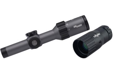 Image of SIG SAUER Tango6 Rifle Scope, 1-6X24mm, 30mm, FFP, 300 Blackout Horseshoe Dot Illuminated Reticle, Graphite, SOT61012 with Trybe Optics Enhancer