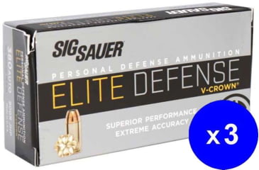 Image of SIG SAUER V-Crown .380 ACP 90 Grain Jacketed Hollow Point Brass Cased Centerfire Pistol Ammo, 150 Rounds, E380A1-50-KIT1