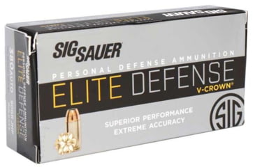 Image of SIG SAUER V-Crown .380 ACP 90 Grain Jacketed Hollow Point Brass Cased Centerfire Pistol Ammo, 50 Rounds, E380A1-50