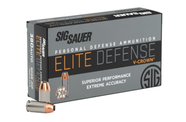 Image of SIG SAUER V-Crown .380 ACP 90 Grain Jacketed Hollow Point Brass Cased Centerfire Pistol Ammo, 500 Round