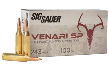 Image of SIG SAUER Venari .243 Winchester 100 Grain Soft Point Brass Cased Rifle Ammo, 20 Rounds, V243SP100-20