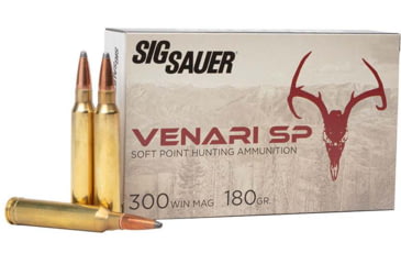 Image of SIG SAUER Venari .300 Winchester 180 Grain Soft Point Brass Cased Rifle Ammo, 20 Rounds, V300WMSP180-20