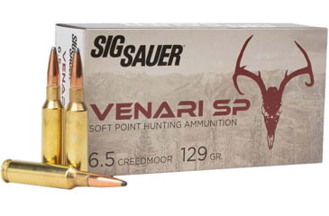 Image of SIG SAUER Venari 6.5 Creedmoor 129 Grain Soft Point Brass Cased Rifle Ammo, 20 Rounds, V65CMSP129-20