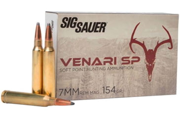 Image of SIG SAUER Venari 7mm Rem Mag 154 Grain Soft Point Brass Cased Rifle Ammo, 20 Rounds, V7MMSP154-20