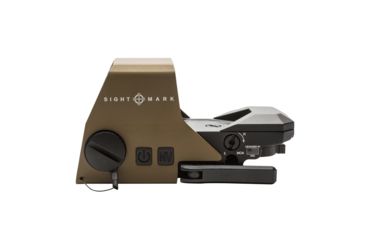 Image of SightMark Ultra Shot Open 1x 33x24mm Reflex Red Dot Sight (A-Spec), 5 MOA dot, 3 MOA dot with 50 MOA circle, 3 MOA dot with 50 MOA crosshair, 3 MOA dot with 30 MOA circle/crosshair (subtensions total 50 MOA) Dark Earth, SM26032DE