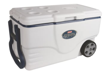 Image of Coleman Signature OffShore Pro Series 50 Quart Marine Wheeled Cooler, 6263, White / Blue, Holds 75 Cans 3000003700