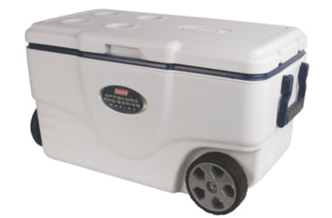 Image of Coleman Signature OffShore Pro Series 50 Quart Marine Wheeled Cooler, 6263, White / Blue, Holds 75 Cans 3000003700