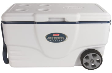 Image of Coleman Signature OffShore Pro Series 50 Quart Marine Wheeled Cooler, 6263, White / Blue, Holds 75 Cans 3000003700