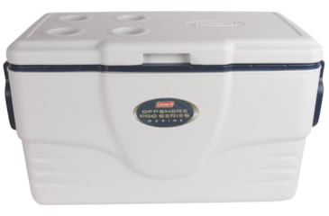Image of Coleman Signature Offshore Pro Series 58 Quart Marine Cooler W/ Fish Ruler, 6273, White / Blue, Holds 75 Cans 3000003699