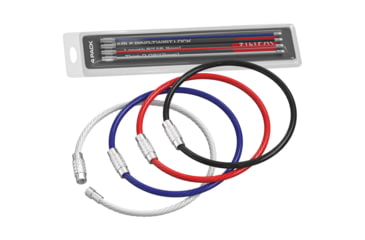 Image of SILIPAC 2mm Plastic Coated Twist Lock Cable Ring, 6in Overall, 4 Pack, Black/Red/Blue/White Plastic Coated, MULTI2MM
