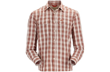 Image of Simms Fishing Products Big Sky Fishing Shirt - Men's, Clay/Hickory Plaid, Small, ms-big-sky-fish-shi-1