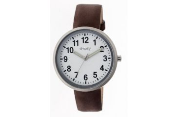 Image of Simplify 2601 The 2600 Watch 40mm, Brown Leather Band, Silver Case, White Face SIM2601