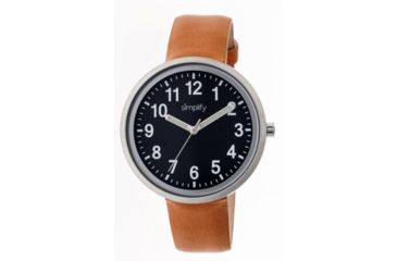 Image of Simplify 2603 The 2600 Watch 40mm, Light Brown Leather Band, Silver Case, Black Face SIM2603