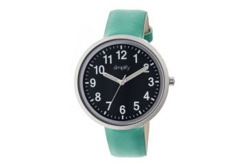 Image of Simplify 2605 The 2600 Watch 40mm, Green Leather Band, Silver Case, Black Face SIM2605