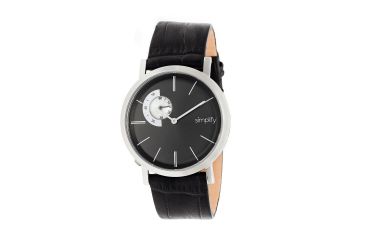 Image of Simplify The 3100 Leather Strap Watch, Silver/Black, Standard SIM3102