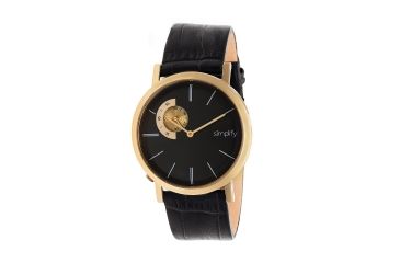 Image of Simplify The 3100 Leather Strap Watch, Gold/Black, Standard SIM3105