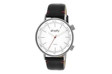Image of Simplify The 3300 World Time Zone Leather Strap Watch, Black/White, Standard SIM3301