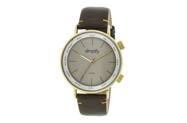 Image of Simplify The 3300 World Time Zone Leather Strap Watch, Dark Brown/Gold, Standard SIM3305