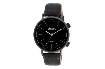 Image of Simplify The 3300 World Time Zone Leather Strap Watch, Black/Black, Standard SIM3306