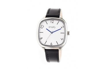 Image of Simplify The 3500 Leather Strap Watch, Black/Silver, Standard SIM3501