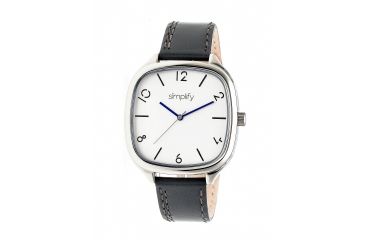 Image of Simplify The 3500 Leather Strap Watch, Charcoal/Silver, Standard SIM3502