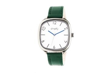 Image of Simplify The 3500 Leather Strap Watch, Forest Green/Silver, Standard SIM3504