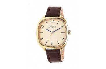 Image of Simplify The 3500 Leather Strap Watch, Dark Brown/Gold, Standard SIM3508