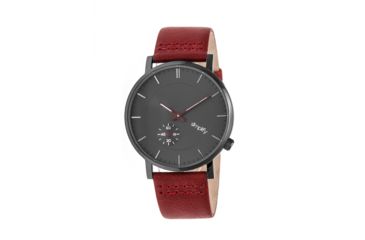 Image of Simplify The 3600 Leather Strap Watch, Maroon/Charcoal, Standard SIM3605