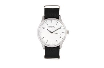 Image of Simplify The 5600 Leather-Band Watch, White/Black, SIM5601