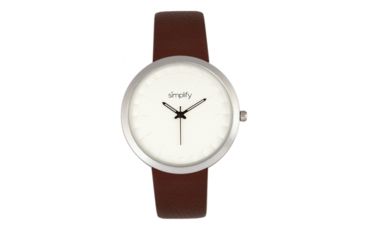Image of Simplify The 6000 Leather-Band Watch, Silver/Brown, SIM6001