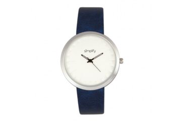 Image of Simplify The 6000 Leather-Band Watch, Silver/Blue, SIM6002